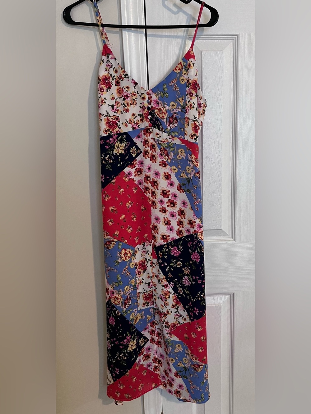 Gilli Floral Patchwork Slip Dress in Blue, Pink, Navy and White